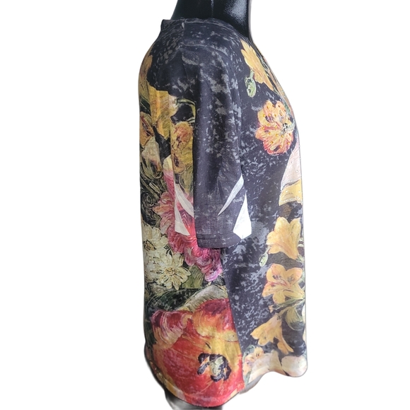 Vintage Valenti Floral Print Short Sleeve Top Sz.X - Picture 4 of 7